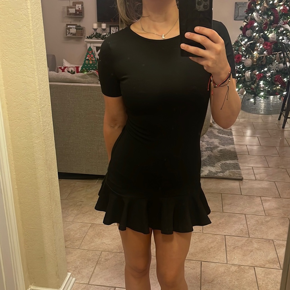 Black mini ruffled dress